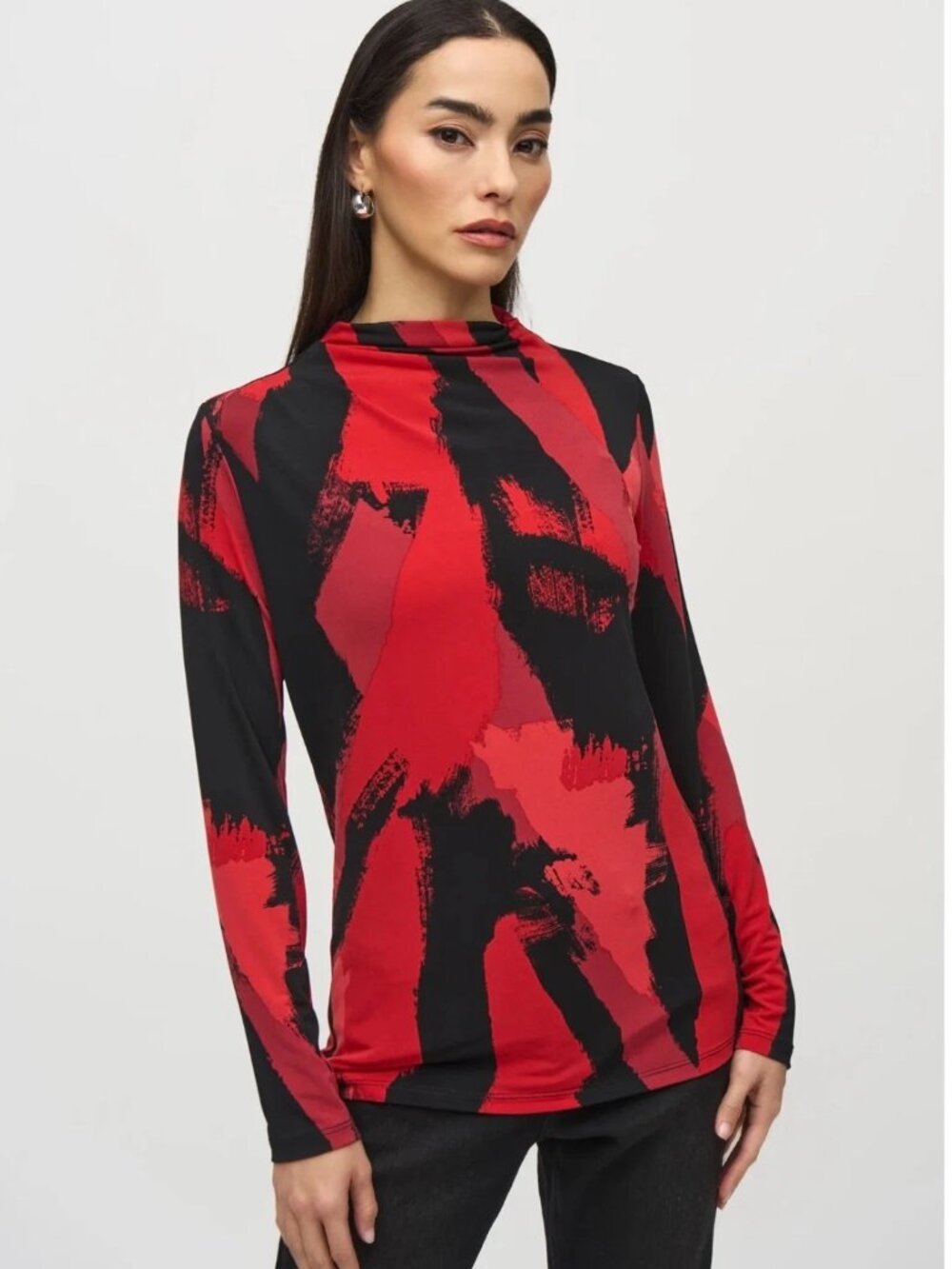 Joseph Ribkoff Abstract Print Mock Neck Top Size 16 NWT